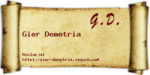 Gier Demetria névjegykártya